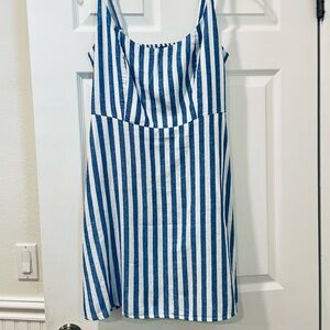 Blue and white striped linen Old Navy dress